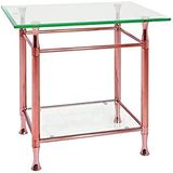 Haku Bijzettafel met glazen legplanken | 58 x 43 x 52 cm | Koperkleurig design