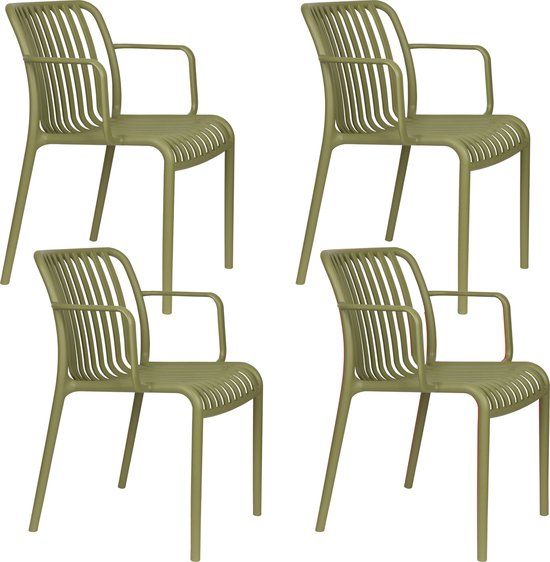 Housecraft Living Mante Tuinstoel Kunststof Groen - Set van 4