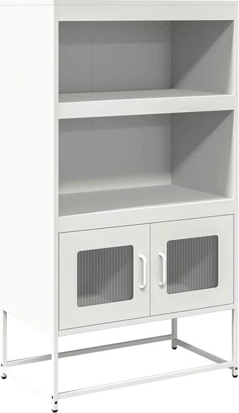 vidaXL Hoge kast 68x39x123 cm staal wit
