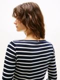 Tommy Hilfiger Dames shirt met lange mouwen New Cody Slim boothals, blauw (Nos Breton Desert Sky/Ecru), XS