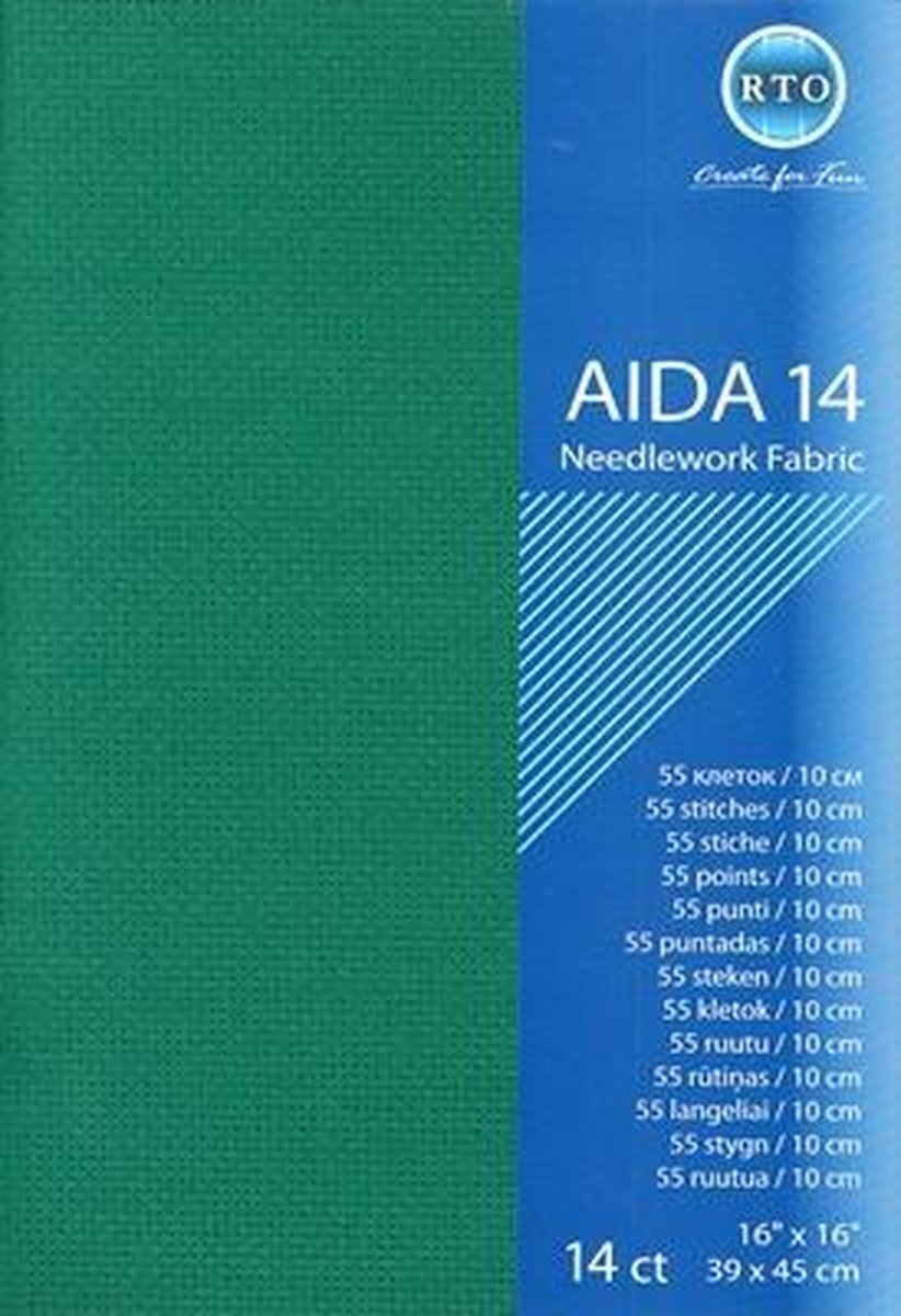 RTO Borduurstof Aida 14 count - Groen - RTO