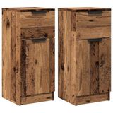 vidaXL Dressoirs - 2 stuks - 30x30x70 cm - Bewerkt hout - Oud houtkleurig
