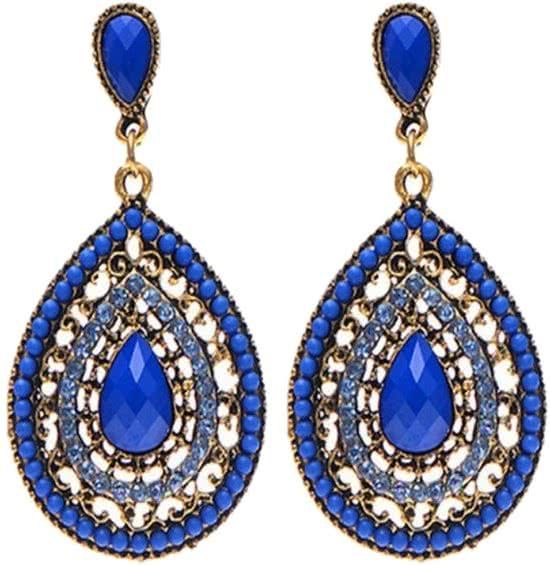 Fako Bijoux Oorbellen Bohemian Druppel Donkerblauw