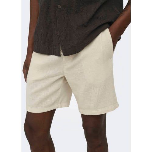 ONLY & SONS ONSTREV regular casual short beige met textuur