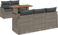 vidaXL Tuinbank Set 6-delig Grijs Polyrattan