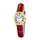 Lotus 19019/1 Polshorloge Dames Rood Leer Zilverkleurig Mineraalglas