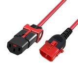 ACT Netsnoer C13 IEC Lock+ - C14 IEC Lock Dual Locking rood 1,5 m