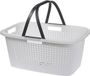 Merkloos Wasmand met hegsels - 59 x 39 x 27 cm - wit - kunststof - Draagmand - Wasgoedmand - 35 liter
