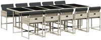 vidaXL Ensemble de jardin 11 pièces avec coussins, polyrotin, gris clair