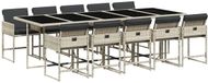 vidaXL Ensemble de jardin 11 pièces avec coussins, polyrotin, gris clair