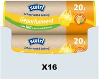 Swirl Vuilniszakken 20 Liter | 400 stuks | Geparfumeerd Lemon & Melon | HDPE | 48x48 cm