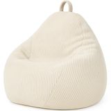 Bananair - Peervorm zitzak - ribfluweel - Afneembare hoes - Volwassenen & Kinderen - Wit - 80 x 70 cm