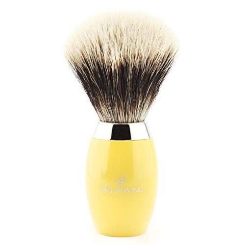 Jag Shaving Jag Scheren Luxe Gele Mannen Scheerborstel met Zilveren Tip Badger Haar Baard & Snor Gezichtshaar Perfect Scheren Perfect cadeau voor Mannen