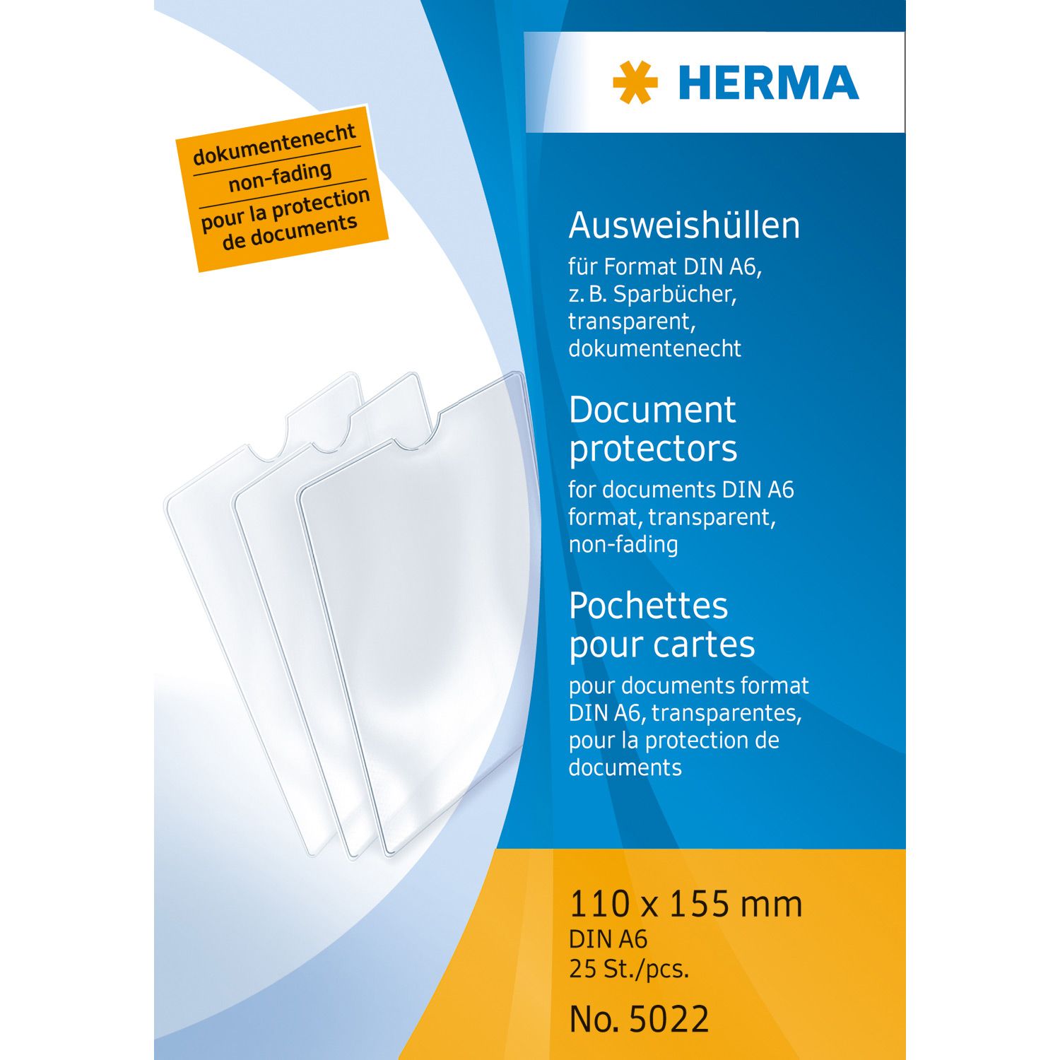 HERMA Document covers 110x155 mm for A6 - Transparent - 25 pieces