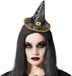Atosa Halloween heksenhoed - mini hoedje op diadeem - one size - zwart/zilver