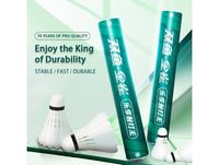 Double Fish JinQue Premium King Volants de Badminton - Plume d'oie durable, Pack de 12, Vitesse 76, Vert