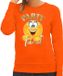 Bellatio Decorations Verkleed sweater dames - party time emoji - oranje - Koningsdag M