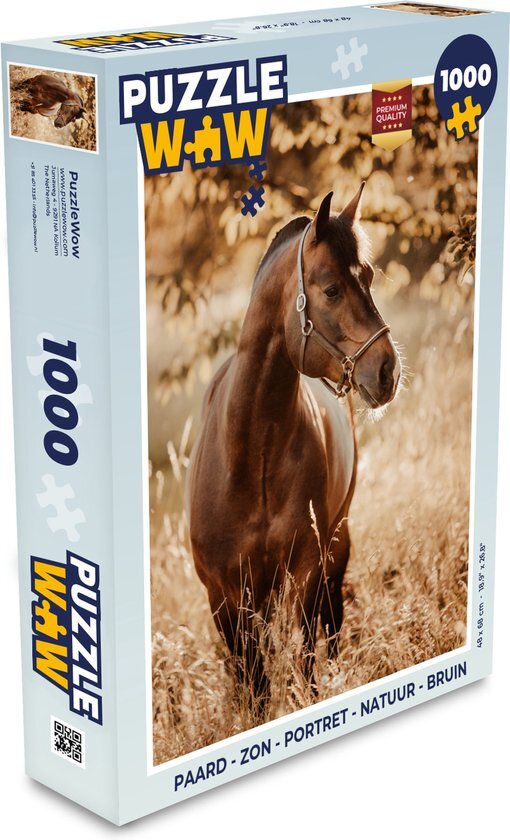 MuchoWow Puzzel Paard - Zon - Portret - Natuur - Bruin - Legpuzzel - Puzzel 1000 stukjes volwassenen - Sinterklaas cadeautjes - Sinterklaas voor grote kinderen