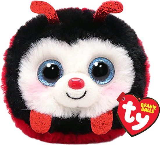 TY Teeny Puffies Izzy Ladybug Knuffel - 10 cm - Rood/Zwart