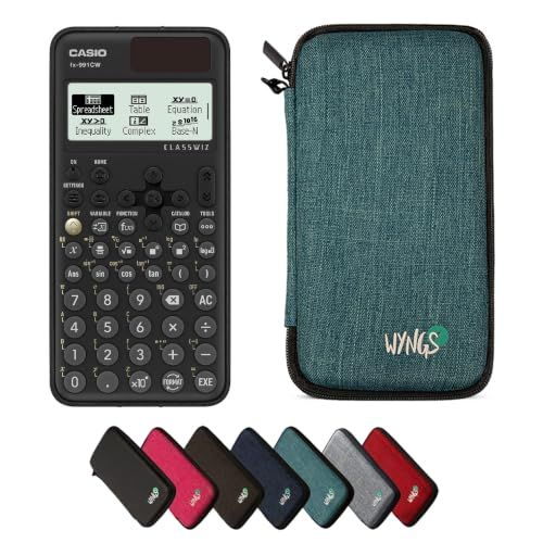 Casio fx-991CW ClassWiz incl. WYNGS Beschermhoes Turkoois - Wetenschappelijke Rekenmachine - Basis Pakket