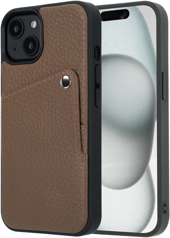 Selencia Hoesje - Geschikt voor Apple iPhone 15 - Backcover met Pashouder - Mocha Brown