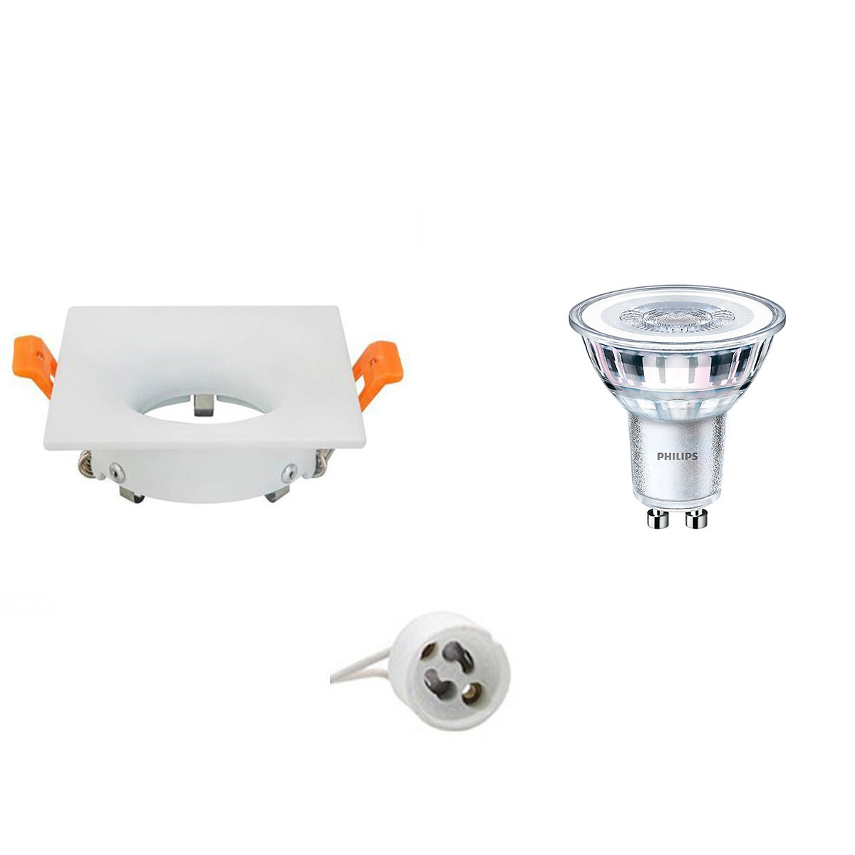 BES LED Voordeelset: LED Spot Set - GU10 Fitting - Inbouw Vierkant - Mat Wit - 85mm - Philips - CorePro 827 36D - 3.5W - Warm Wit 2700K - Voordeelset