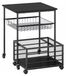 Support de mini-réfrigérateur - Table de réfrigérateur - 63,5 cm de haut - Tiroir de 70 litres - Roues verrouillables - Capacité de charge : 118 kg - Noir