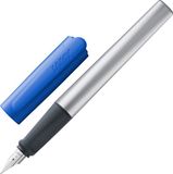 LAMY nexx blauw vulpen - Vulpen met anti-slip grip & gepolijste linkshandige stalen penpunt in lijndikte M, driehoekige aluminium houder, incl. inktpatroon T 10 blauw