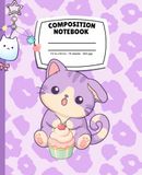 Purple Cheetah Cat: Cute Leopard Print Wide Ruled Composition Notebook