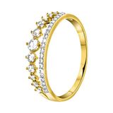 Lucardi Dames Ring 2rij met zirkonia - Ring - Cadeau - 18 Karaat Goud - Geelgoud