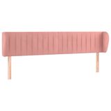 VidaXL Hoofdbord met randen fluweel roze 183x23x78/88 cm