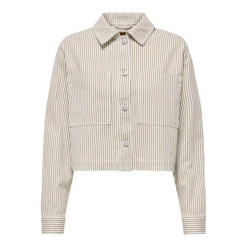 ONLY - ONLNAOMI STRIPE JACKET OTW - Meisjes - Gewatteerde jas - Katoen - Gestreept - Bruin