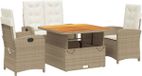 vidaXL 4-delige tuinset met kussens, beige, polyrotan