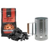 Fancy Flames BBQ aanmaakset - houtskool - 3 kilo - met snelstarter - staal/hout