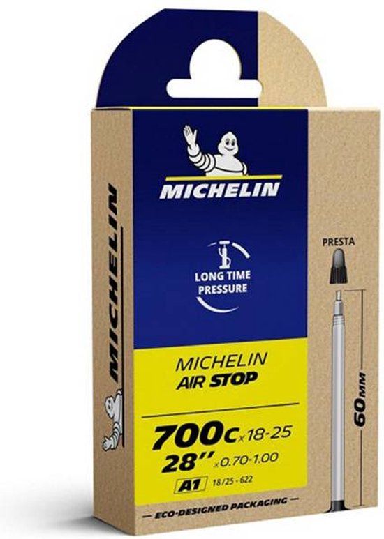 Michelin Binnenband 28” – Airstop A1 – Frans (Presta) Ventiel – Ventiellengte: 60mm – ETRTO-maat: 18/25-622