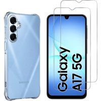 Phonillico® Schokbestendige Hoes voor Samsung Galaxy A17 5G met 2 Gehard Glas Schermbeschermers