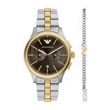 Emporio Armani Mannen Horloge geschenkset 42 mm Bruin/Tweekleurig