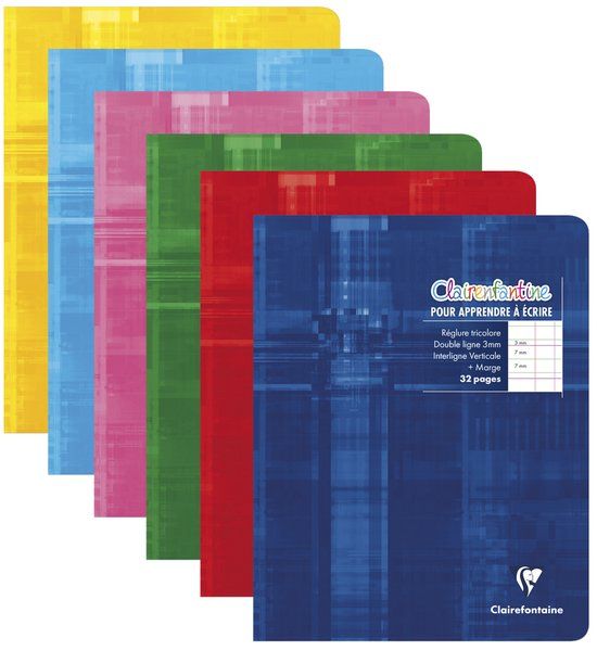 Clairefontaine 3794C Cahier Notitieboek, 16 vel, 17 x 24 cm, Genaaid gebonden, Softcover, Lijn, Assorted colours