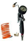 ABAC 5-delige persluchtvulset voor compressor G-812IG, bevat bandenpomp met manometer, 5 m spiraalslang, 3 ventieladapters, max. druk 8 bar