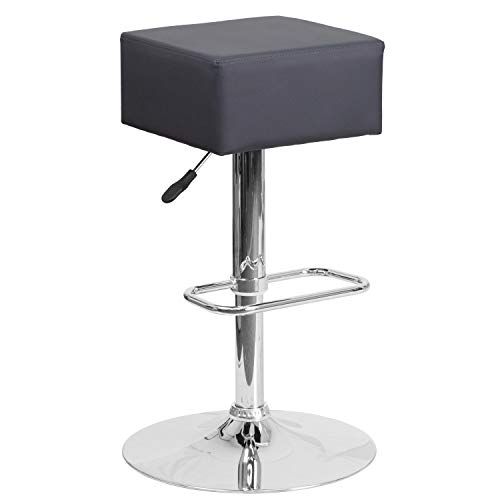 Flash Furniture Modern Zwart Vinyl Verstelbare Barkruk - Grijs