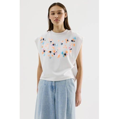 CKS Gebloemd T-shirt Lichtblauw