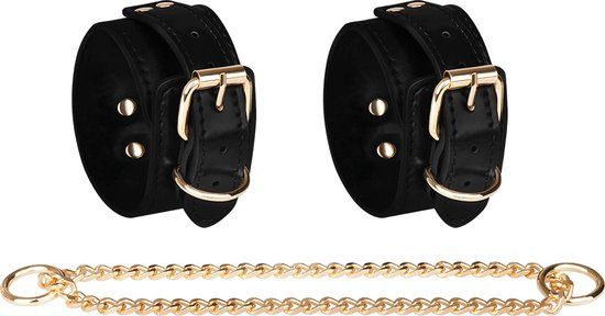 EIS Luxe Handboeien met Ketting - Zwart/Goudkleurig