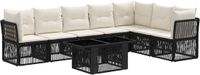 vidaXL Tuinbank Set 8-delig Zwart Polyrattan