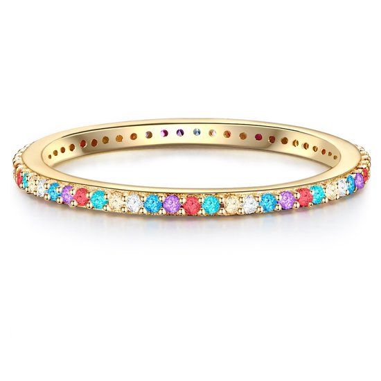 Glanzstücke München Bandring - Zilver - Zirkonia - Geelgoud - Maat 58