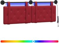 vidaXL Hangend hoofdbord Met LED-verlichting Wijnrood Kunstleer