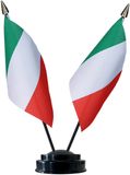 Merkloos / Sans marque Italie tafelvlaggetjes set - dubbele vlaggetjes op 1 standaard - 10 x 15 cm mini vlaggen