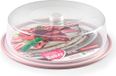 PlasticForte Taart bewaardoos - rond - gebak plateau - roze bodem - 32x9,5cm