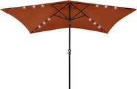 vidaXL Parasol met LED's en stalen paal 2x3 m terracottakleurig