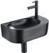 QeramiQ Fuente Fonteinset - 40x21.5x12cm - rechts - glad - halfrond - 1 kraangat - keramiek - fonteinkraan zwart mat