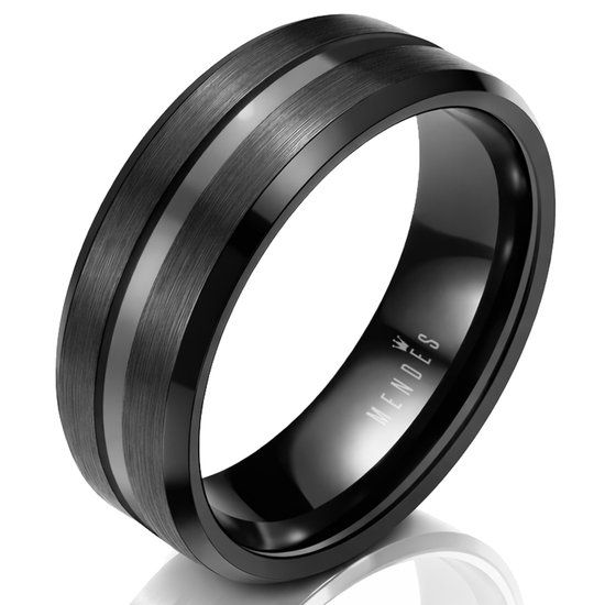 Mendes Steel Heren ring Wolfraam Zwart 8mm-19mm